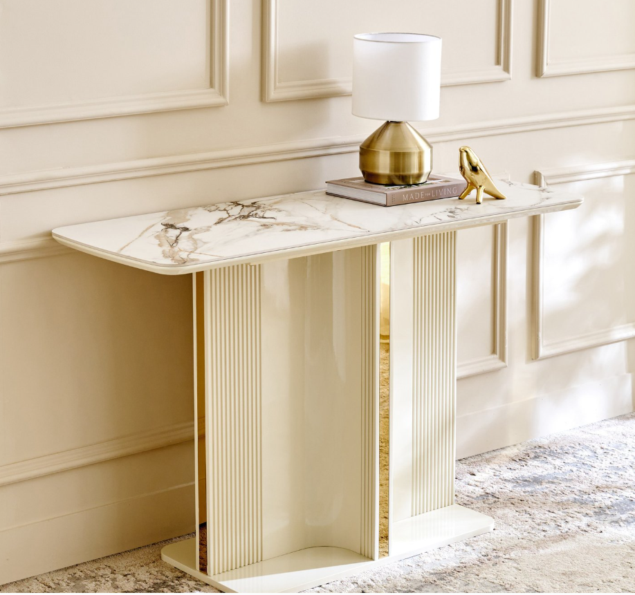 Ceramic Top Console Table - Cream