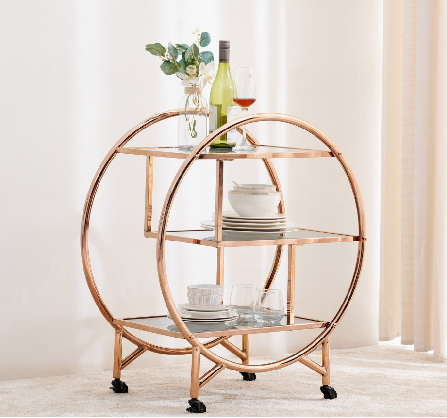 Metal Serving Trolley - Gold