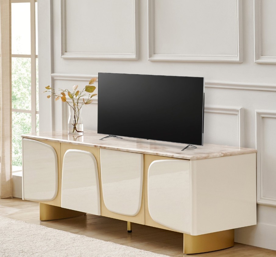 Marble Top TV Unit - Cream