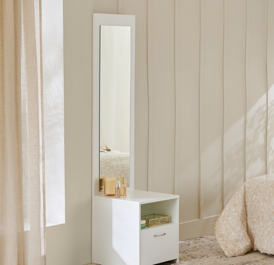 Dresser Mirror with Drawer - White