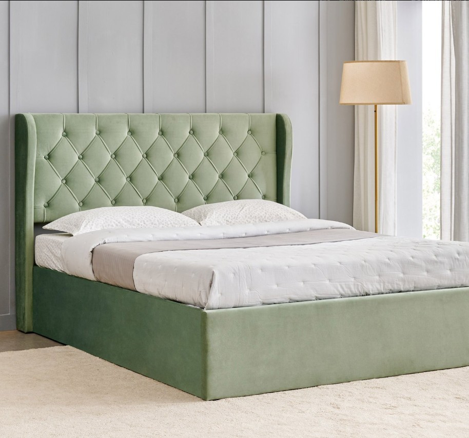 King Bed with Hydraulic Storage - Green