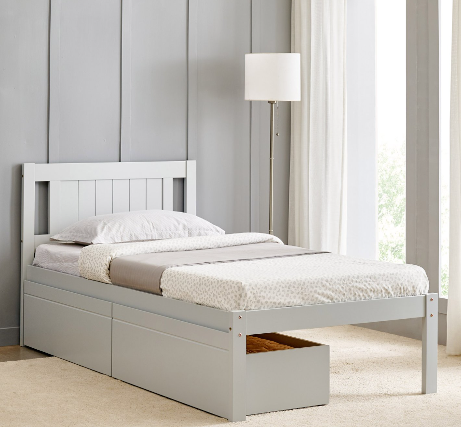 Single Bed with Drawers - Grey